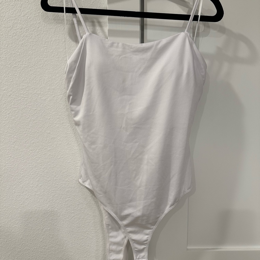 White Spaghetti Strap Bodysuit